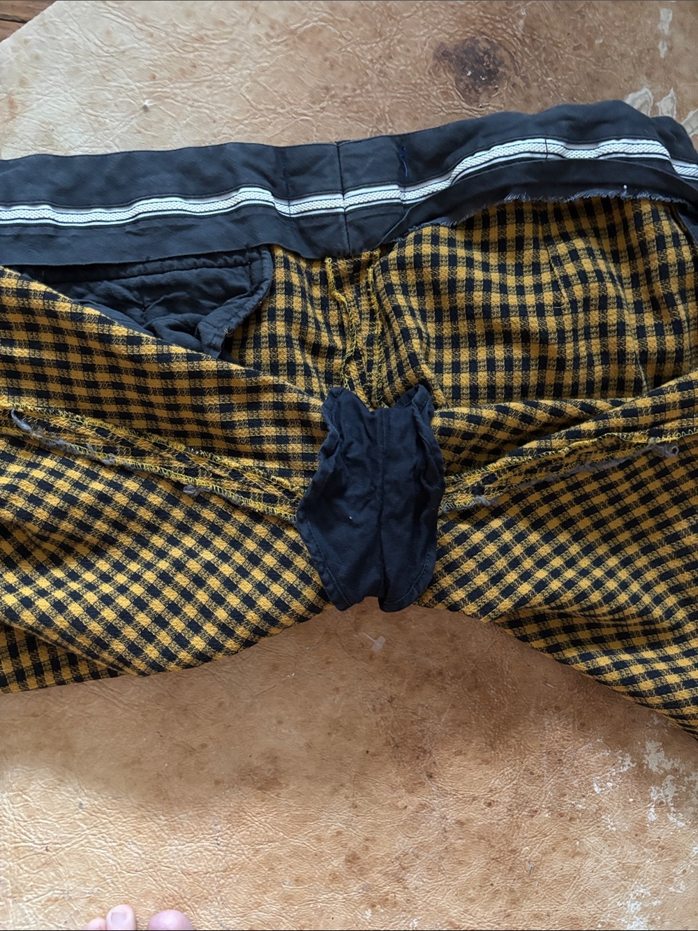 Vintage Yellow and Black Check Cotton Bottoms with flaws. - Picture 6 of 16
